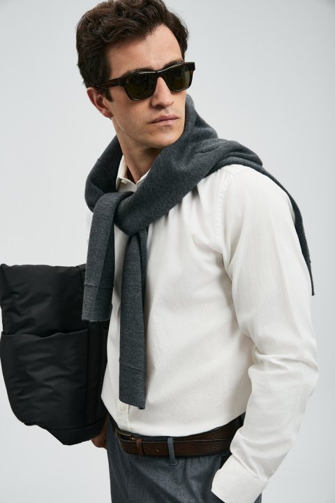 Ferla Herren-Basic-Hemd Regular Fit Weiß - LUFIAN