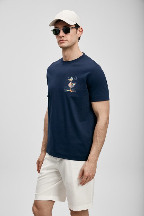 Fınx Modernes Grafik-T-Shirt in Marineblau - LUFIAN