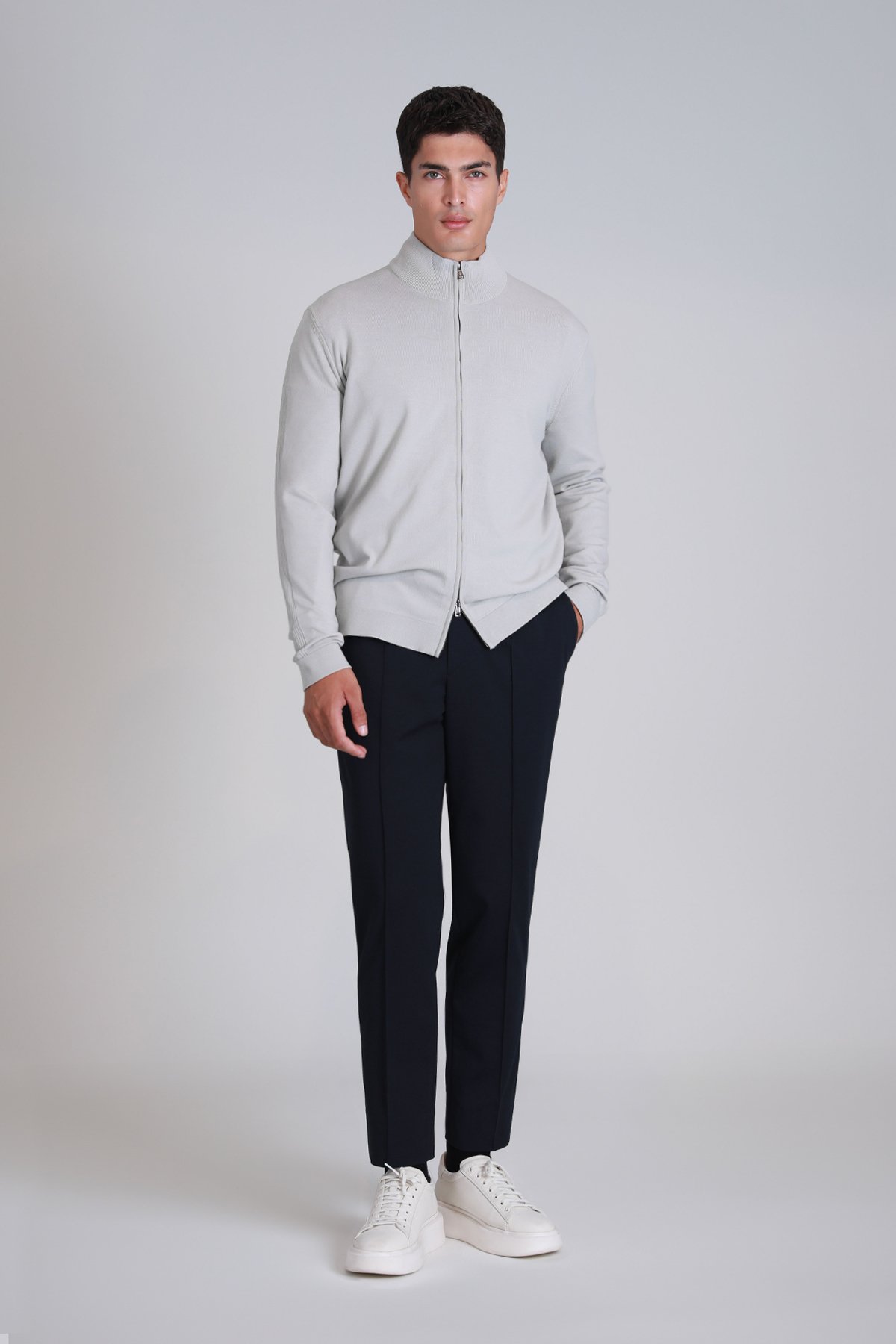 Force Herren-Cardigan Hellgrau - LUFIAN (1)