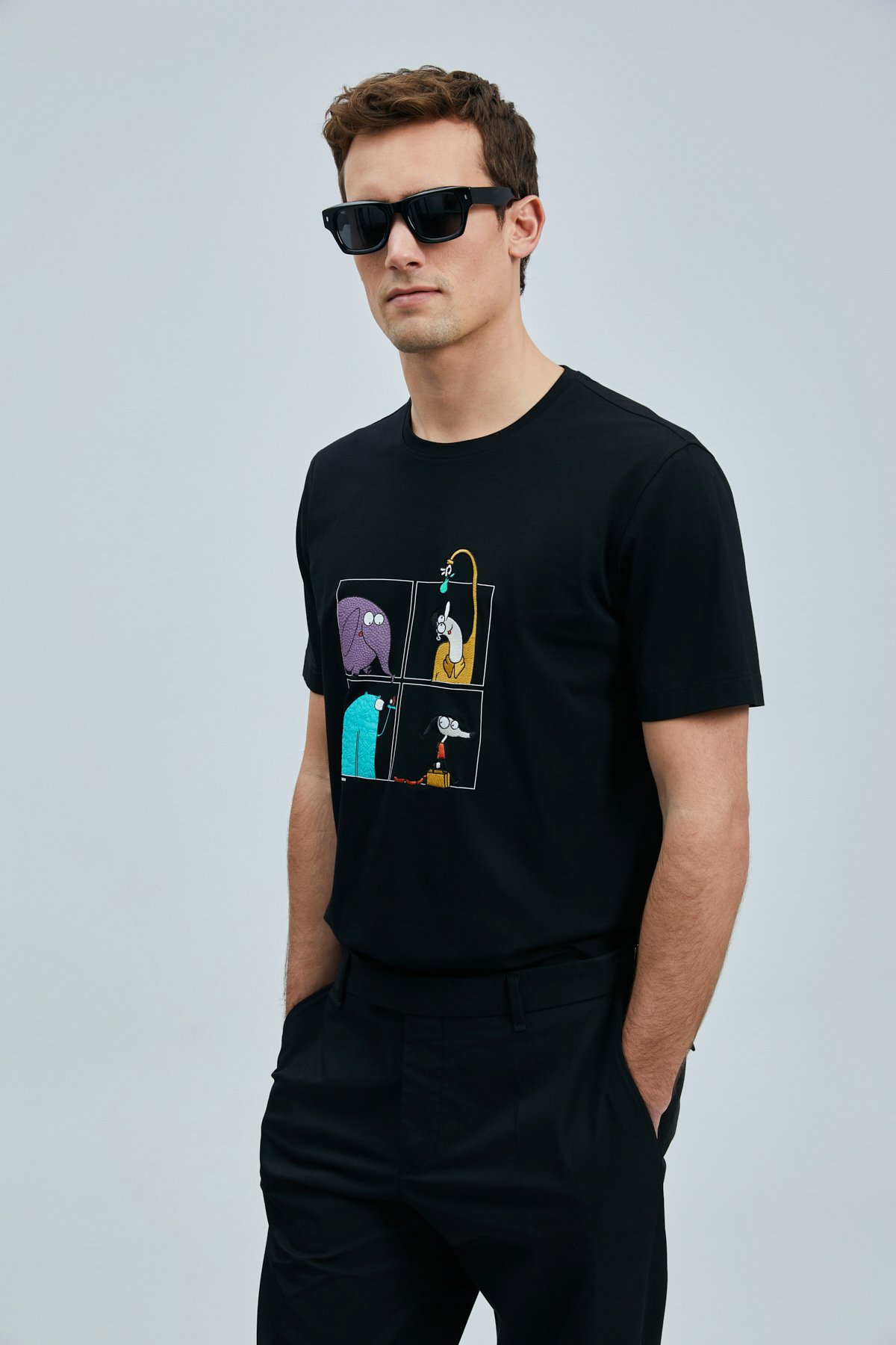 Funky Modernes Grafik-T-Shirt Schwarz - LUFIAN