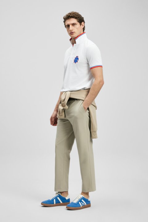 Gavın Schickes Herren-Polo-T-Shirt in Off-White - LUFIAN