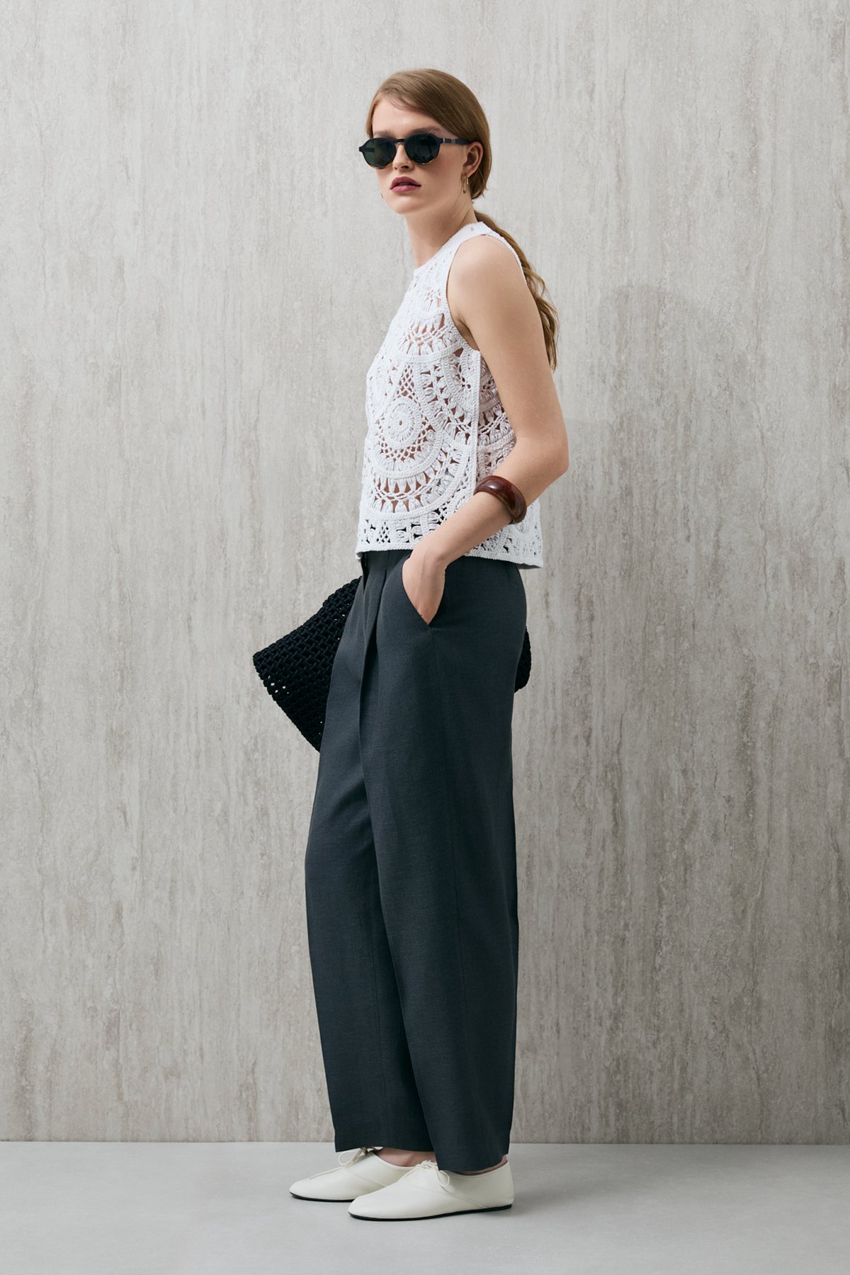 Grade Damen-Strickunterhemd in Off-White - LUFIAN (1)