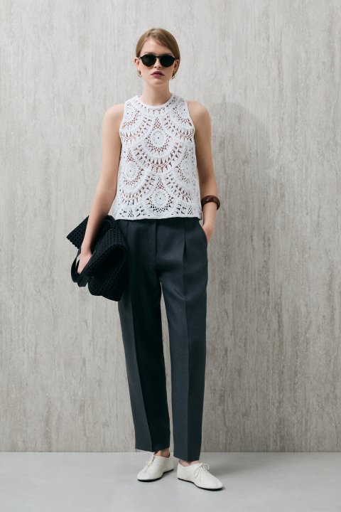 Grade Damen-Strickunterhemd in Off-White - LUFIAN