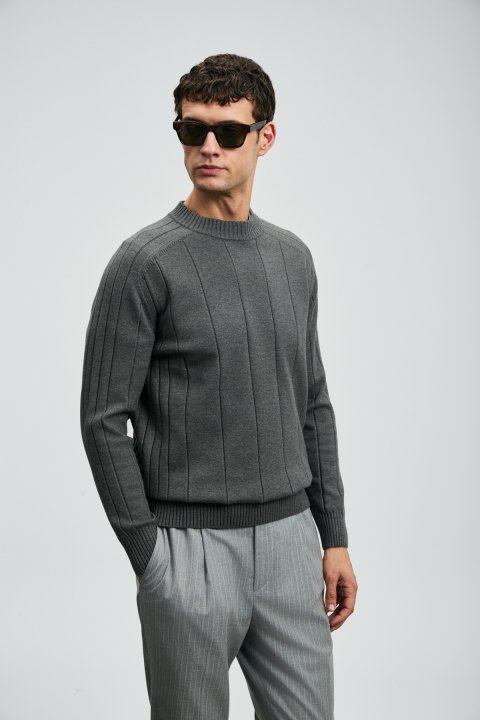 Grand Herrenpullover dunkelgrau - LUFIAN