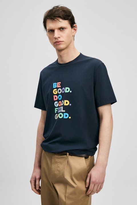 Good Modernes Grafik-T-Shirt in Marineblau - LUFIAN