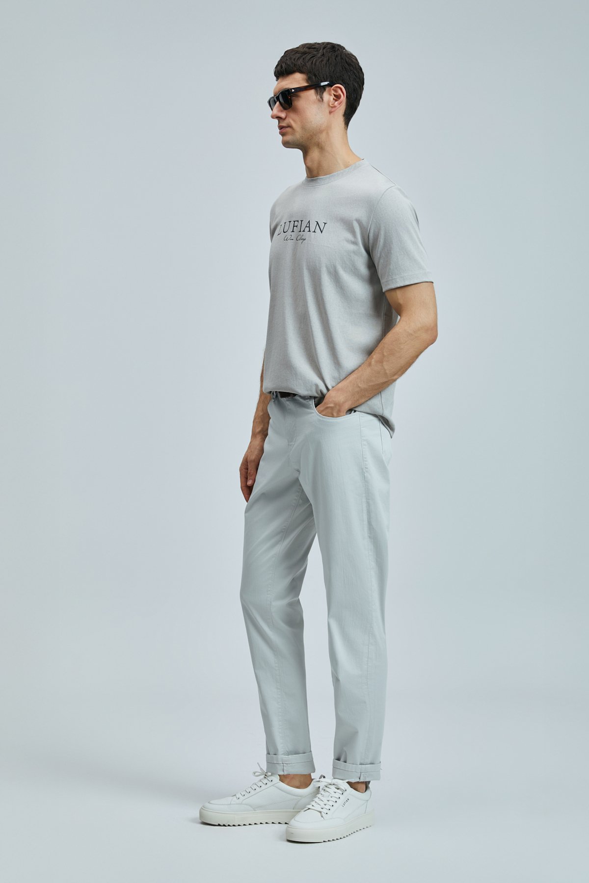 Helt Sports 5 Pocket Herrenhosen Slim Fit Stone - LUFIAN (1)
