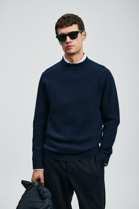 Herman Herrenpullover Marineblau - LUFIAN