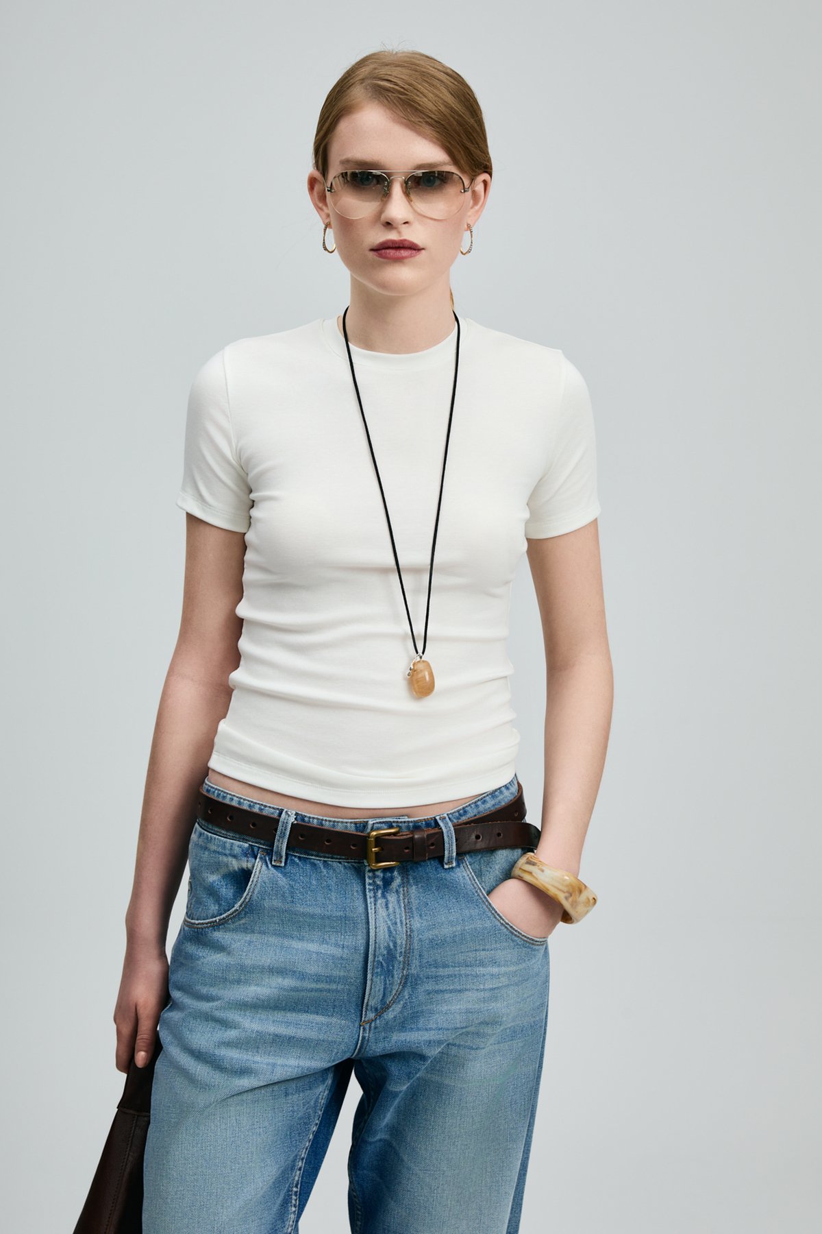 Hılton Damen-T-Shirt in Off-White - LUFIAN