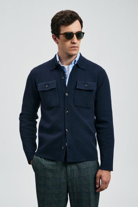 Igor Herren-Cardigan Navy Blue - LUFIAN