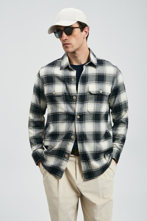 Years Herren-Basic-Hemd Regular Fit Marineblau - LUFIAN