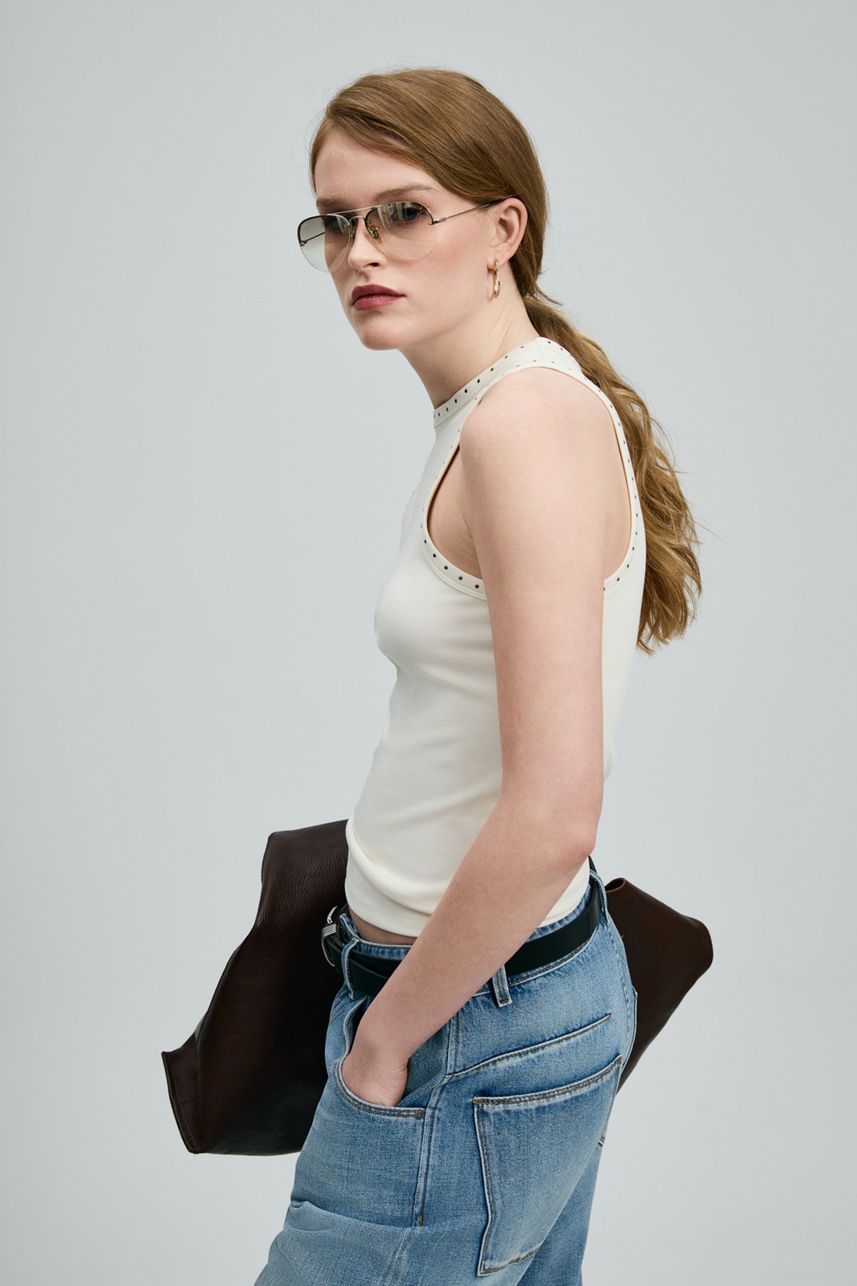 Jennıfer Damen gestricktes Unterhemd in Off-White - LUFIAN