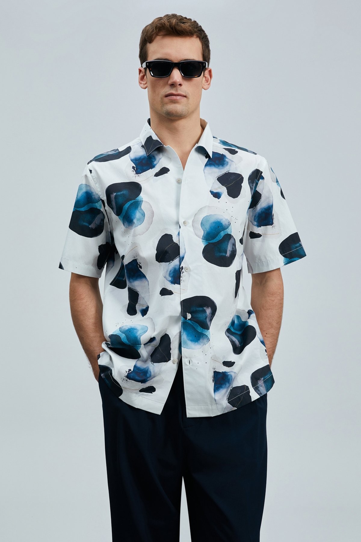 Jereno Herren Basic Shirt Regular Fit Ecru - LUFIAN