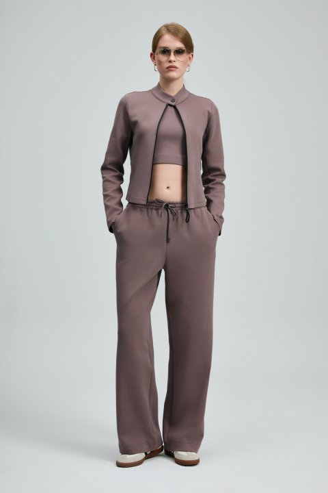 Jessy Gestrickte Damen-Jogginghosen in Pflaumen - LUFIAN