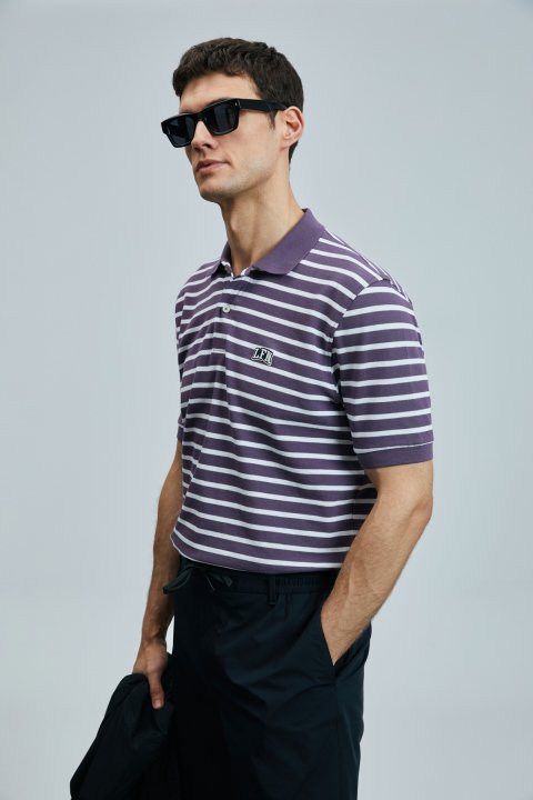 Jon Kluges Herren-Polo-T-Shirt in Pflaumen - LUFIAN