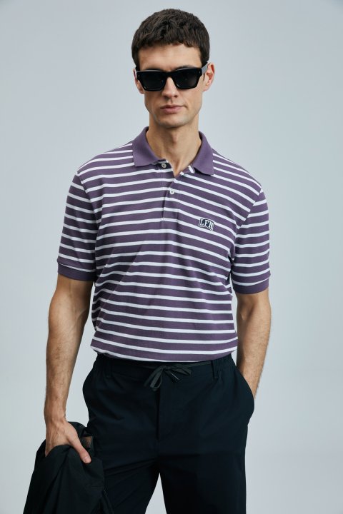 Jon Kluges Herren-Polo-T-Shirt in Pflaumen - LUFIAN
