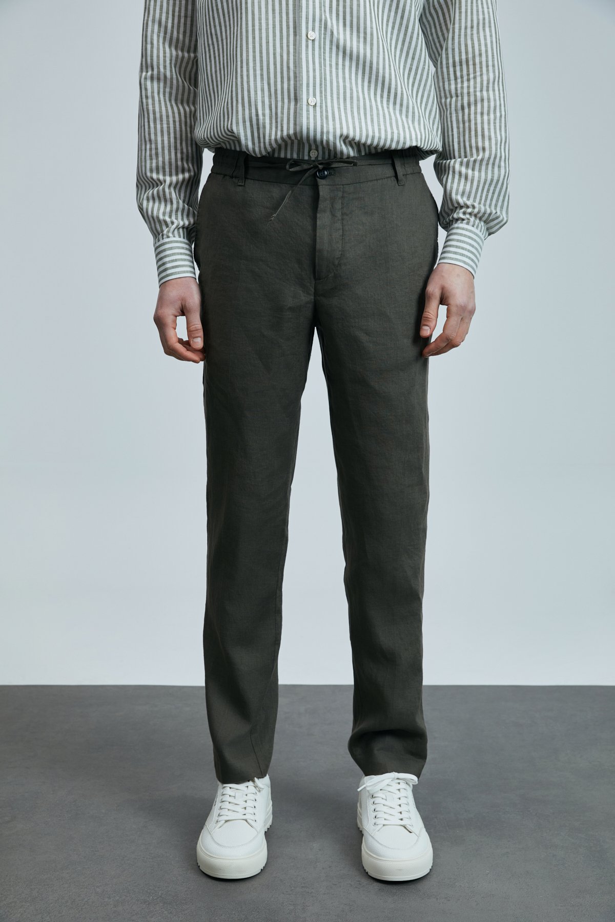 Karl Schicke Herren-Chinohosen Slim Fit Grün - LUFIAN