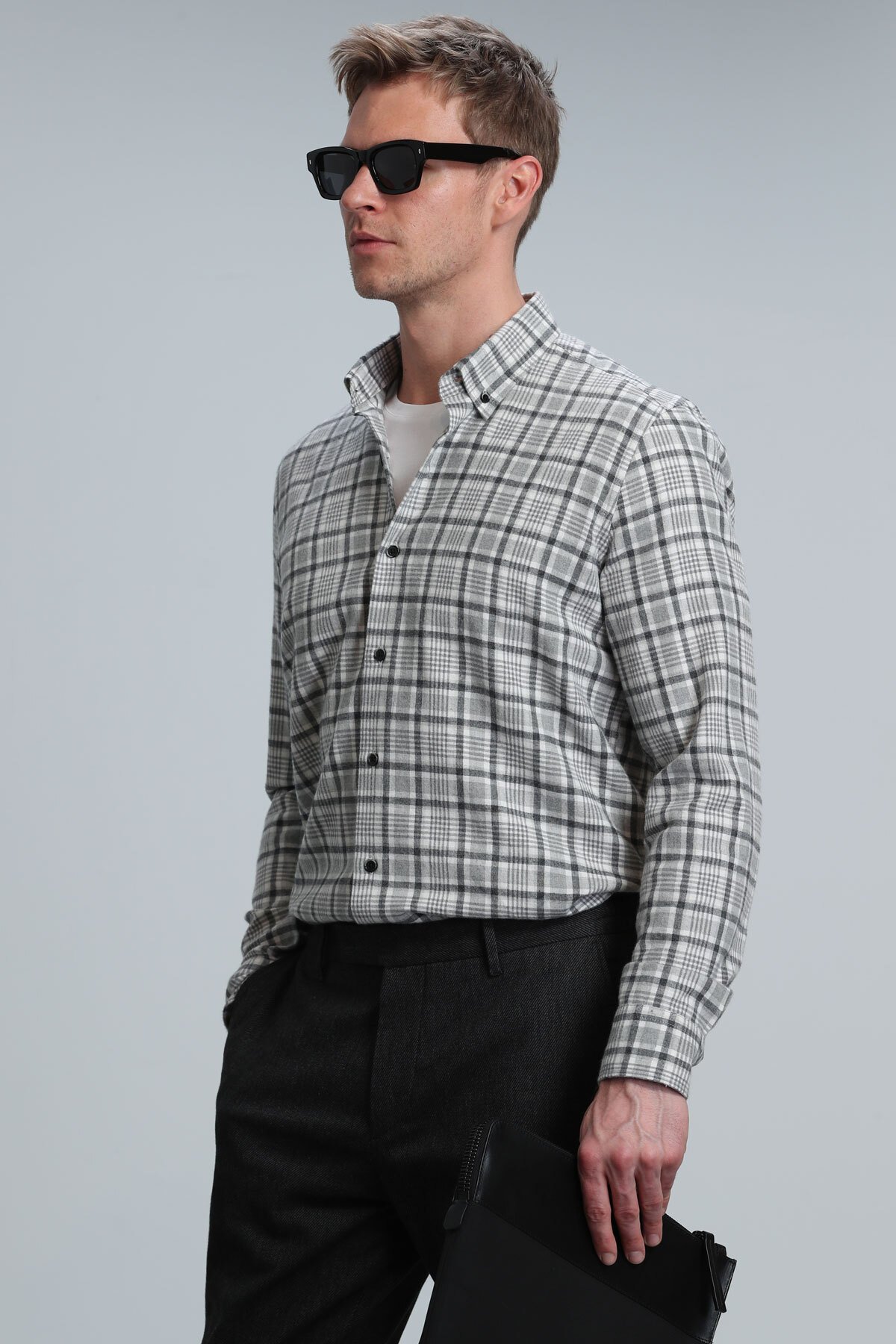 Lamira Herren Basic Shirt Comfort Slim Fit Grau - LUFIAN