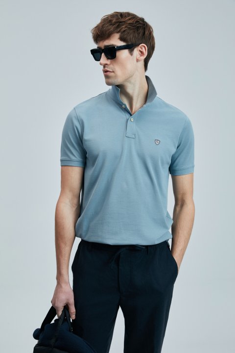 Laon Schickes Herren-Polo-T-Shirt Aqua Green - LUFIAN