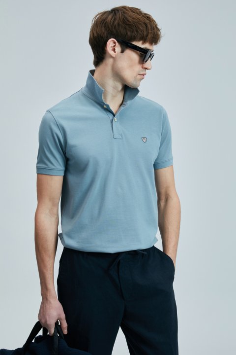 Laon Schickes Herren-Polo-T-Shirt Aqua Green - LUFIAN