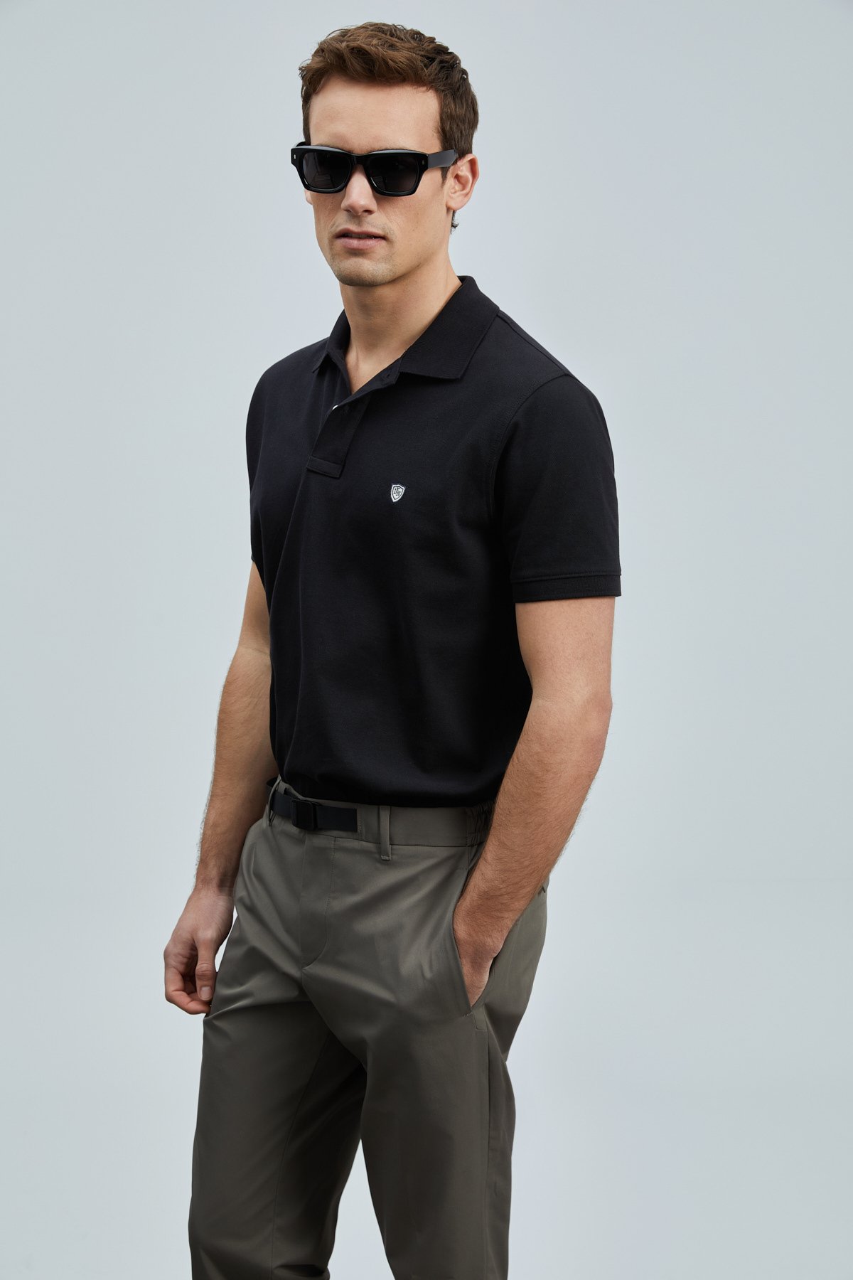 Laon Schickes Herren-Polo-T-Shirt Schwarz - LUFIAN (1)