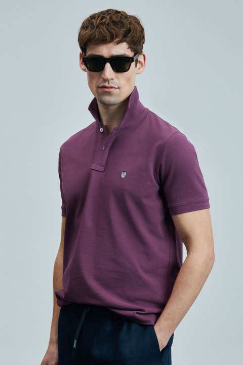 Laon Schickes Herren-Polo-T-Shirt bordeaux - LUFIAN
