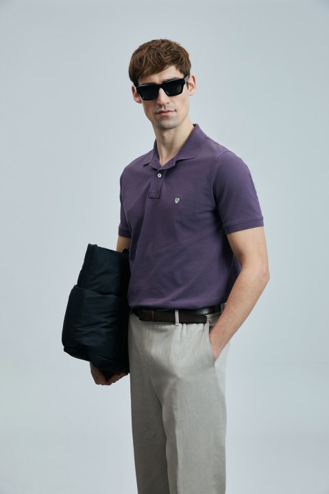 Laon Kluges Herren-Polo-T-Shirt in Pflaumen - LUFIAN