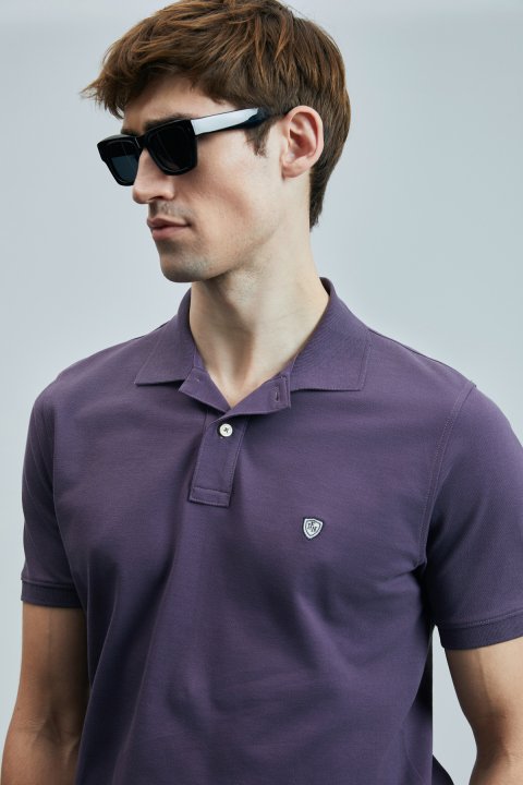 Laon Kluges Herren-Polo-T-Shirt in Pflaumen - LUFIAN