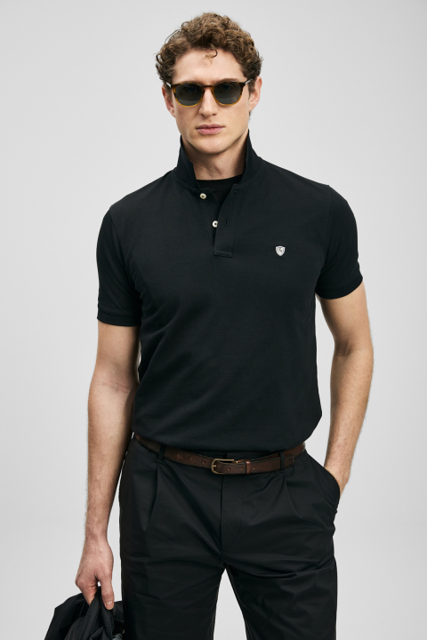 Laon Schickes Herren-Polo-T-Shirt Schwarz - LUFIAN