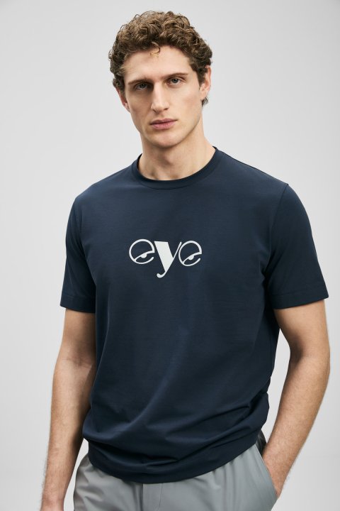 Larry Modernes Grafik-T-Shirt in Marineblau - LUFIAN