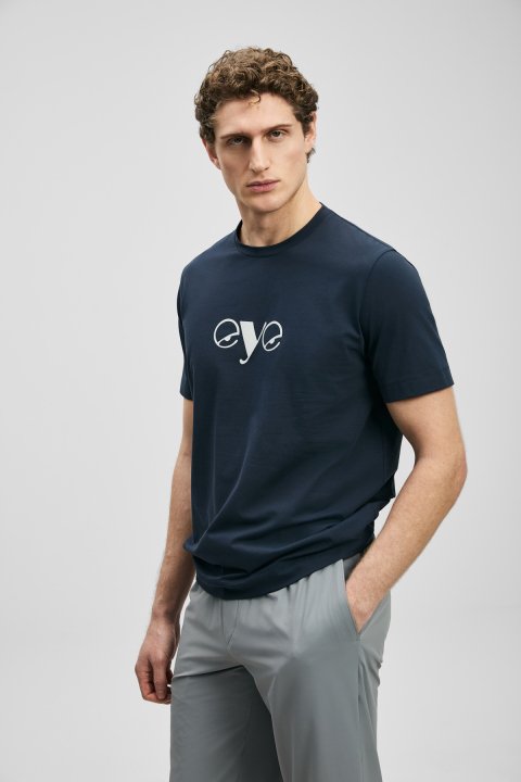 Larry Modernes Grafik-T-Shirt in Marineblau - LUFIAN