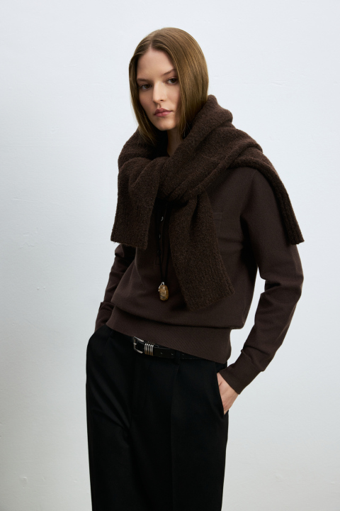 Laura Polo-Strickpullover aus Wollmischung Braun - LUFIAN