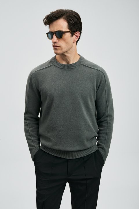 Les Herrenpullover Smoke Green - LUFIAN