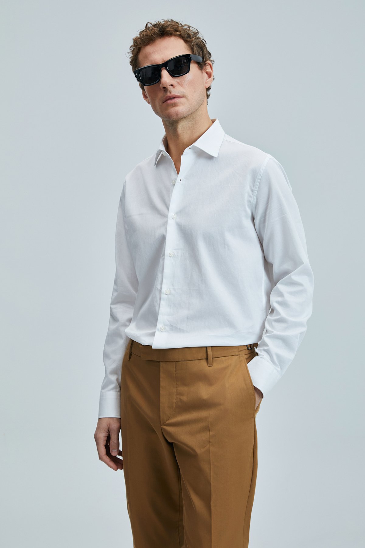 Farla Herren-Basic-Hemd Regular Fit Weiß - LUFIAN