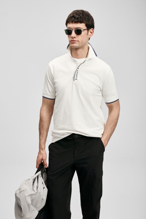Lord Schickes Herren-Polo-T-Shirt in Off-White - LUFIAN
