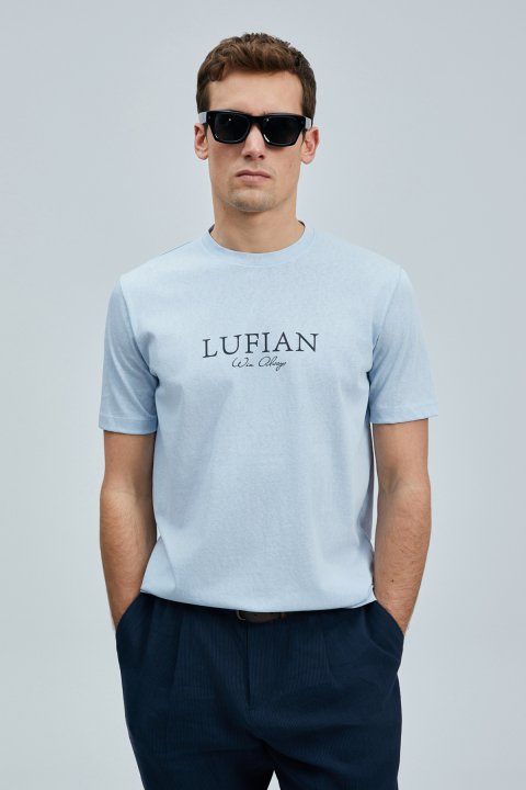Love Modernes Grafik-T-Shirt Blau - LUFIAN