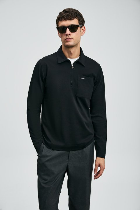 Lucas Schickes Herren-Polo-T-Shirt Schwarz - LUFIAN