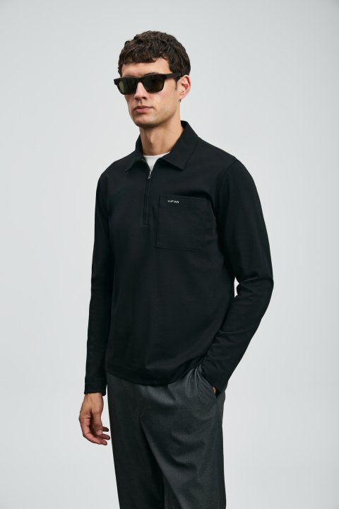 Lucas Schickes Herren-Polo-T-Shirt Schwarz - LUFIAN