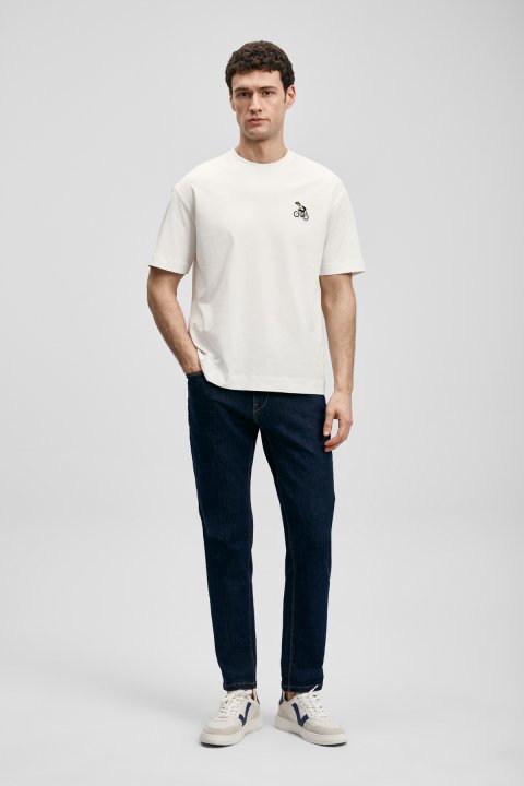 Marıo Modernes Grafik-T-Shirt in Off-White - LUFIAN