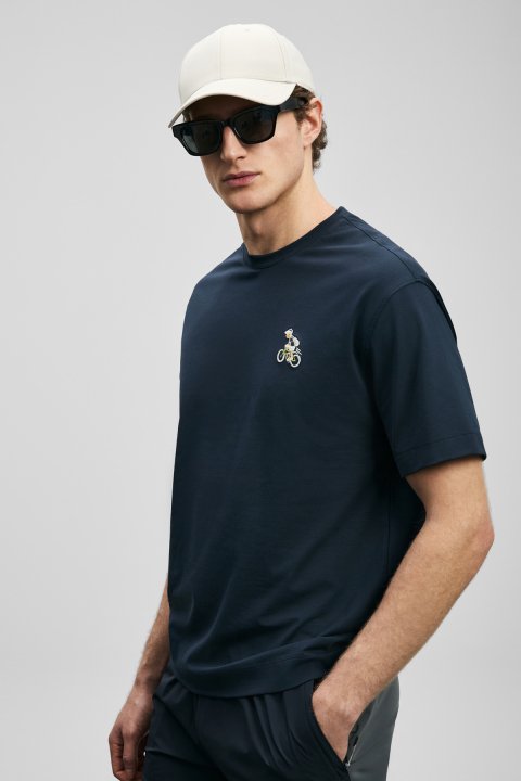 Marıo Modernes Grafik-T-Shirt in Marineblau - LUFIAN