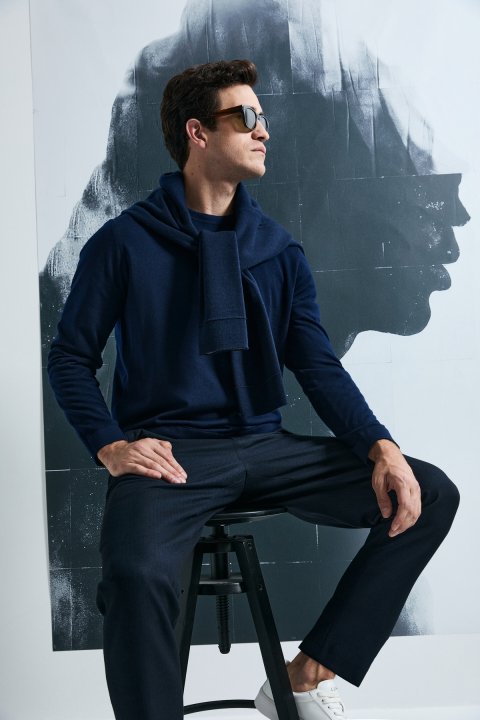 Maxıma Schicke Herren-Chinohosen Slim Fit Marineblau - LUFIAN