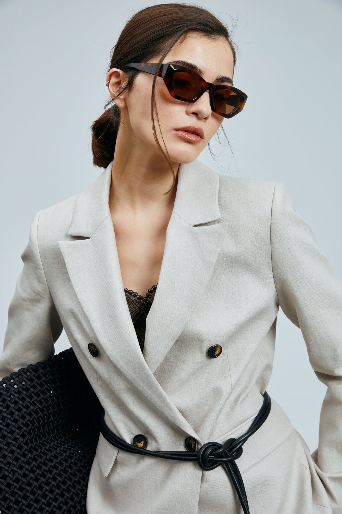 Mıreler Damen-Leinenjacke Beige - LUFIAN