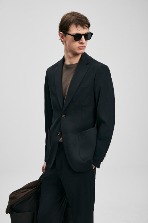 Noa Sport-Herrenblazerjacke Slim Fit Schwarz - LUFIAN