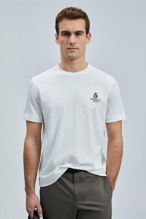 Olıvıa Modernes Grafik-T-Shirt in Off-White - LUFIAN