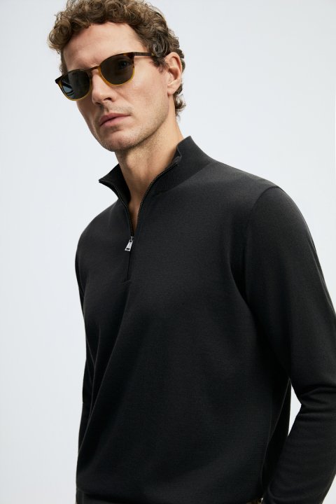 Opulent Herrenpullover aus Wollmischung Braun - LUFIAN