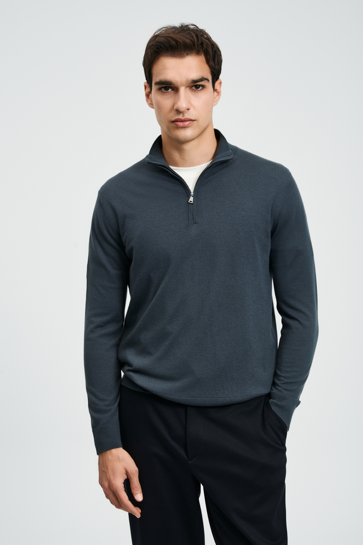 Opulent Herrenpullover aus Wollmischung Petrol - LUFIAN