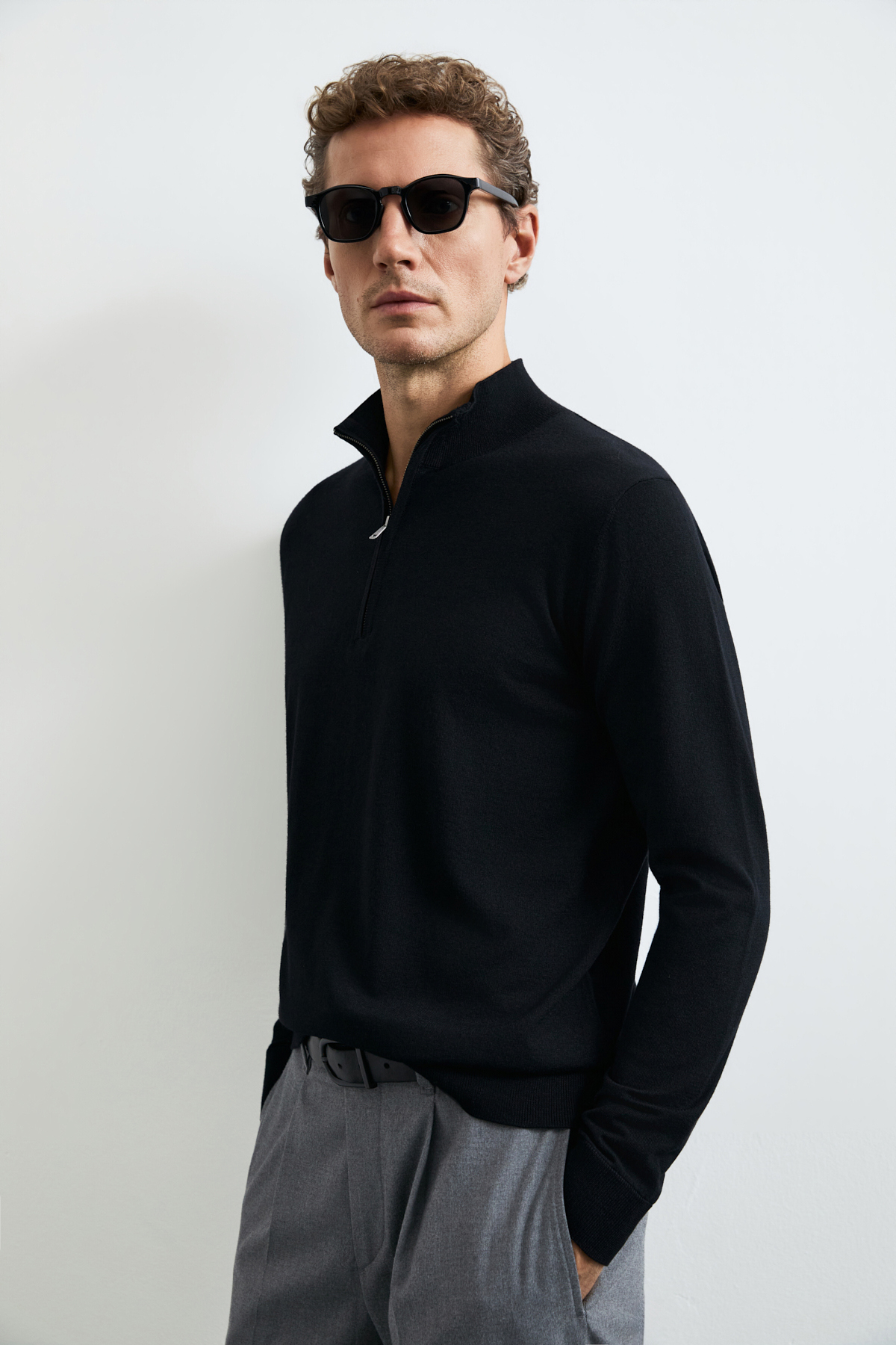 Opulent Herrenpullover aus Wollmischung Schwarz - LUFIAN