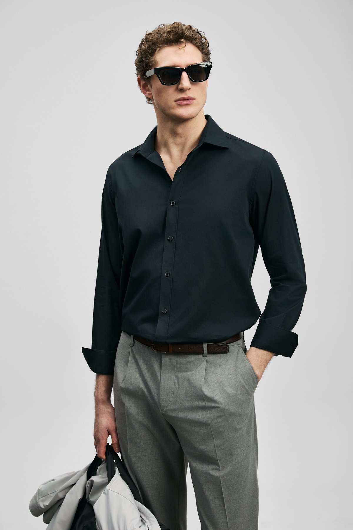 Orland Herren-Basic-Hemd Regular Fit Schwarz - LUFIAN