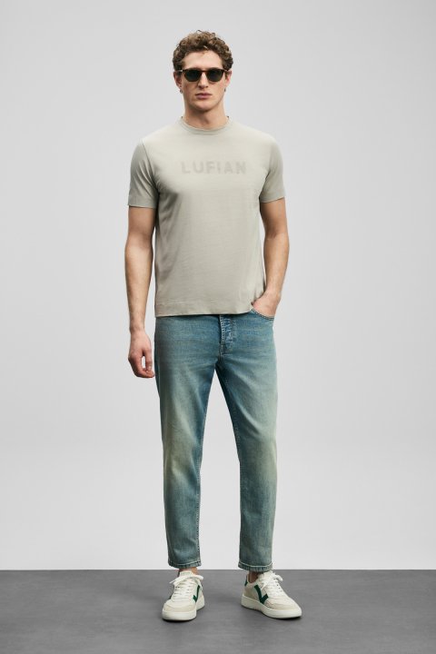 Oscar Modern Graphic T-Shirt Beige - LUFIAN