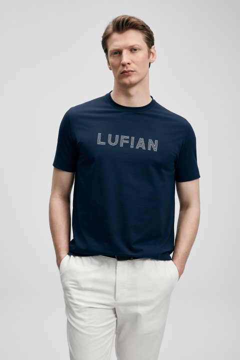Oscar Modernes Grafik-T-Shirt in Marineblau - LUFIAN