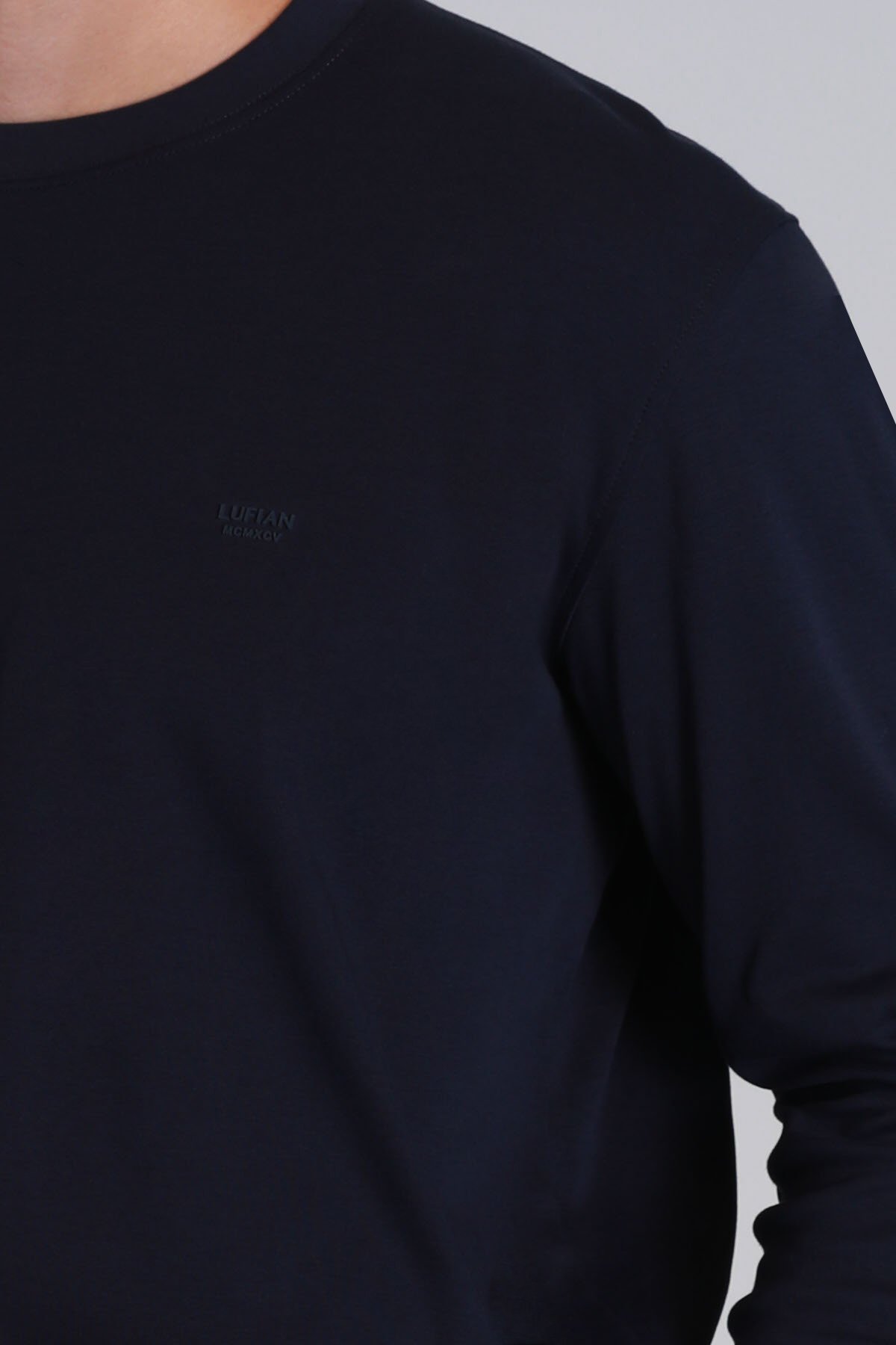 Patrıce Herren-Langarm-T-Shirt Marineblau - LUFIAN